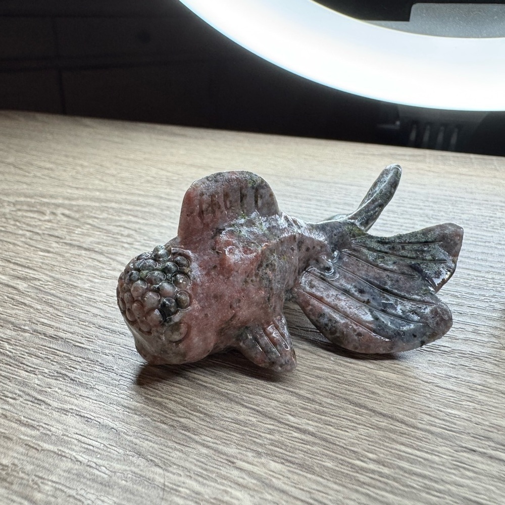Pink and Gray Stone Fish Figurine Crystal